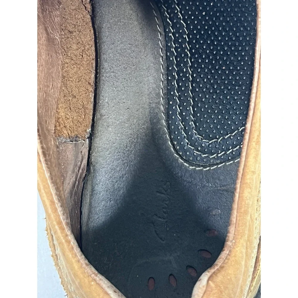 Clarks 78611 Leather Boat Shoes Men 9 Tan Moc Toe Lace Up Loafers‎ Costal Rugged